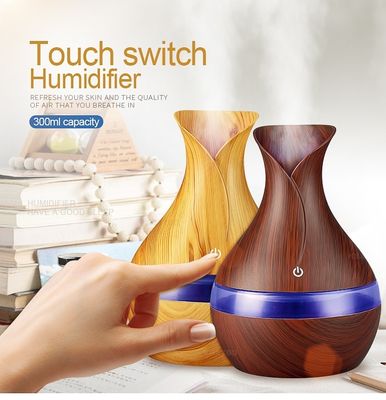 コンパクト 300ml 木製花瓶デザイン 家庭用超音波湿気 Diffuser
