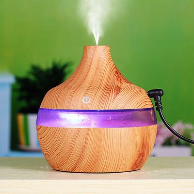小サイズ 300ml 木の穀物 冷たい霧室湿気化器 色の変化 LEDライト