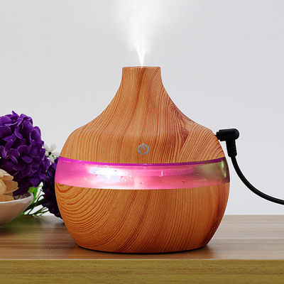 小サイズ 300ml 木の穀物 冷たい霧室湿気化器 色の変化 LEDライト